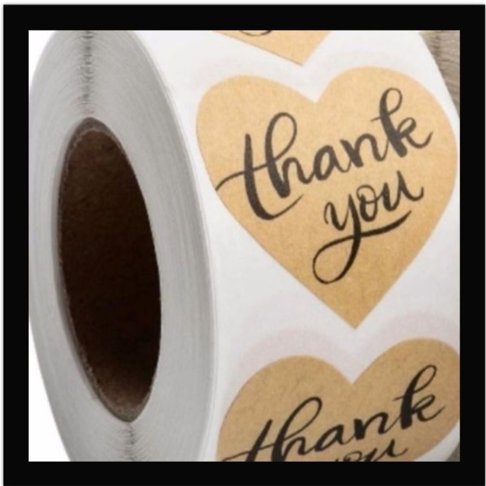 (20) Heart Shaped Thank You Stickers Kraft Paper - Picture 2 of 4